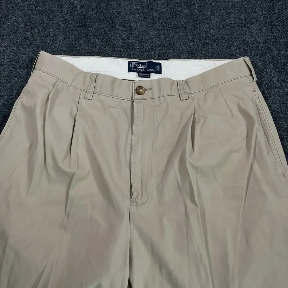 Vintage Polo Ralph Lauren Hammond Double Pleated Pants Twill Cotton Men 34x32